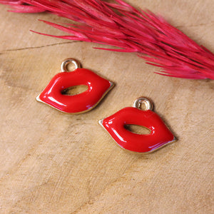 Enamel bedel - lippen rood